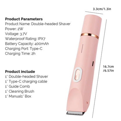 Double Head Shaver Electric Razor Mustache Epilator Leg Bikini Body Hair Trimmer Women Facial Epilator Hair Remover