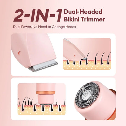 Double Head Shaver Electric Razor Mustache Epilator Leg Bikini Body Hair Trimmer Women Facial Epilator Hair Remover